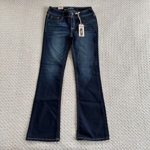 WallFlower Luscious Curvy Bootcut Jeans Size 9 Dark Wash Denim Insta Stretch NWT